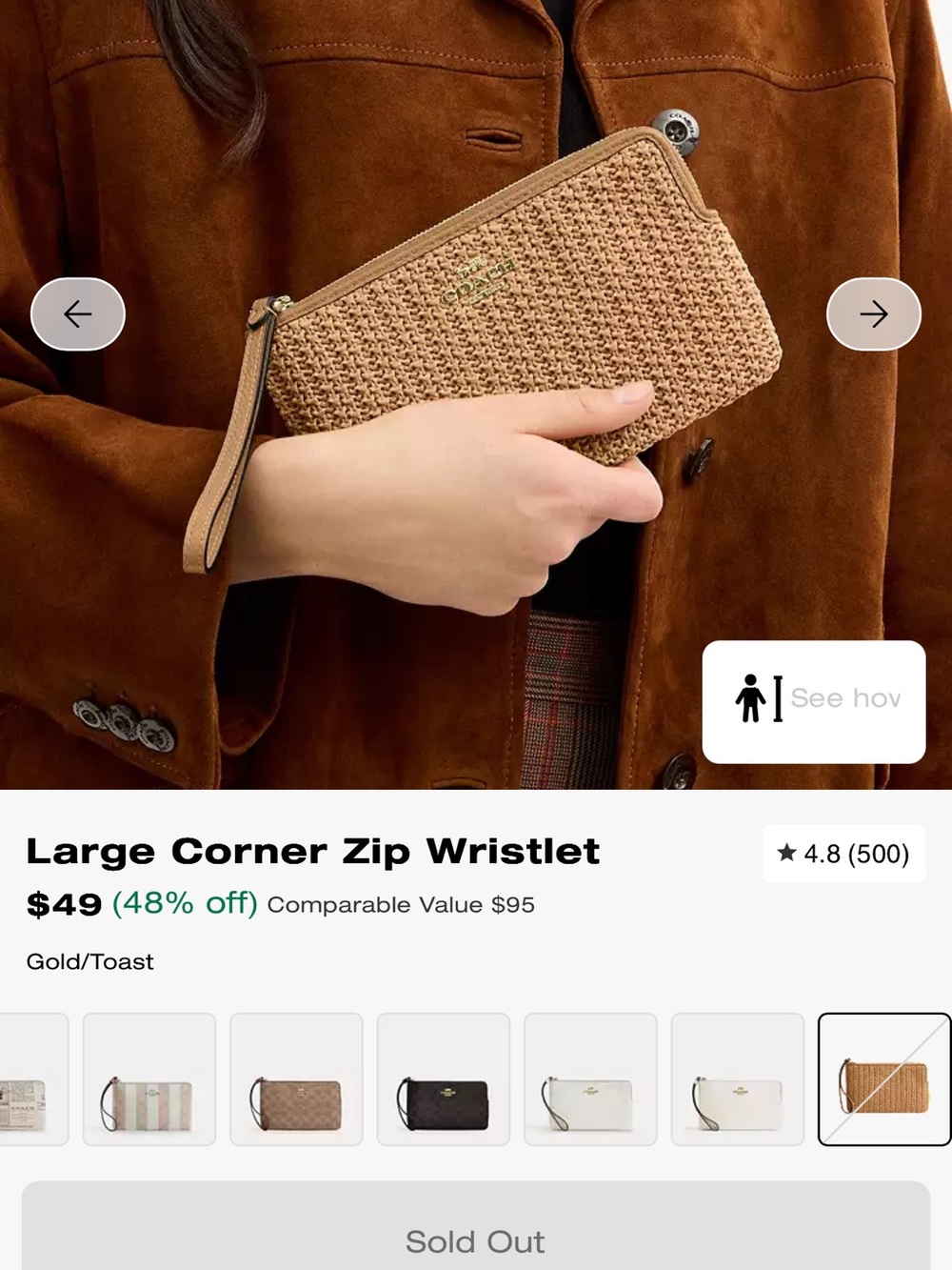 Coach Large Corner Zip Wristlet🤎 - Picture 9 of 10